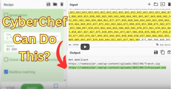 Screenshot Embee Research's youtube video on Advanced cyberchef