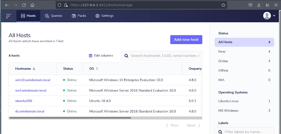 DetectionLab with Fleet Dashboard