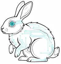 Image of a white robot rabbit