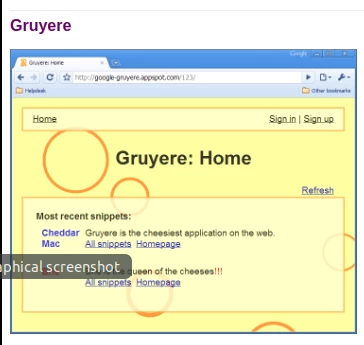 screenshot of Google's Gruyere