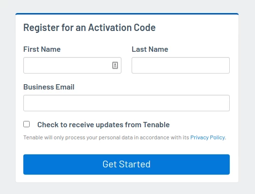 Nessus essentials register for activation account form