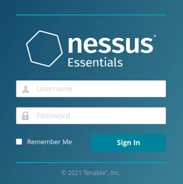Nessus login page