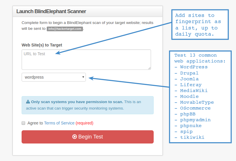 BlindElephant Scanner Online HackerTarget